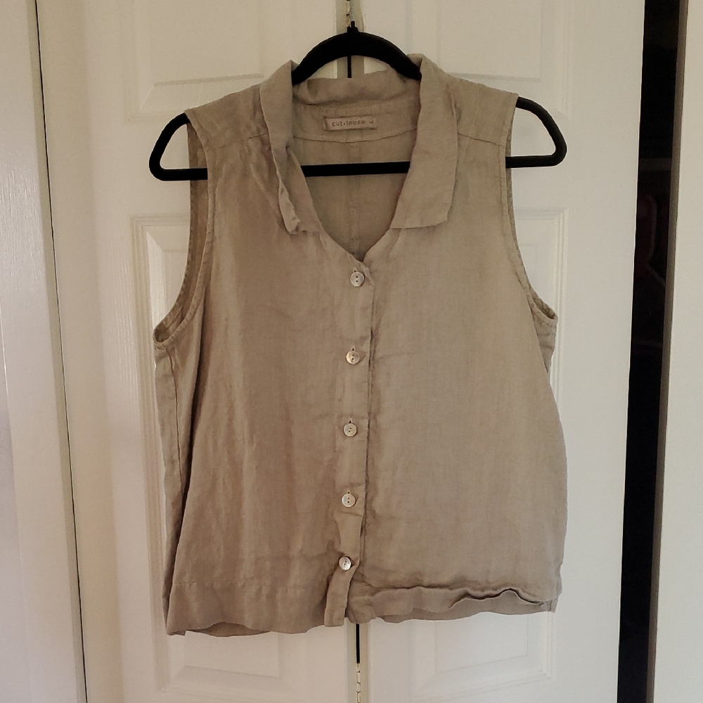 Cut Loose Hanky Linen Sleeveless Shirt